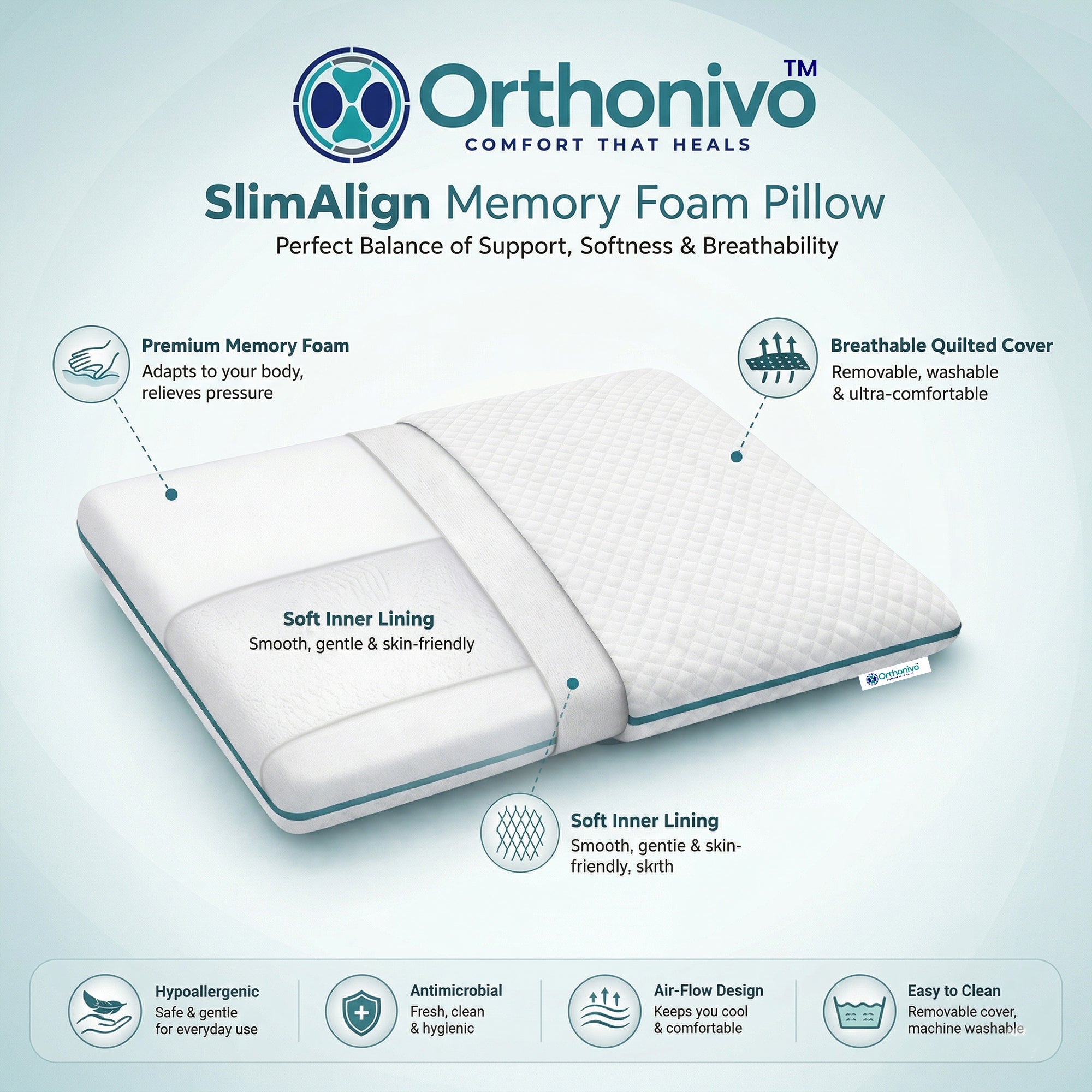 SlimAlign Memory Foam Pillow